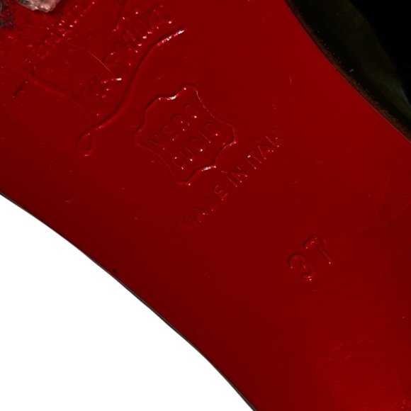 CHRISTIAN LOUBOUTIN - SIZE 37 / US 6.5 BLACK PATENT LEATHER PENNY LOAFERS - S7 - Picture 7 of 13